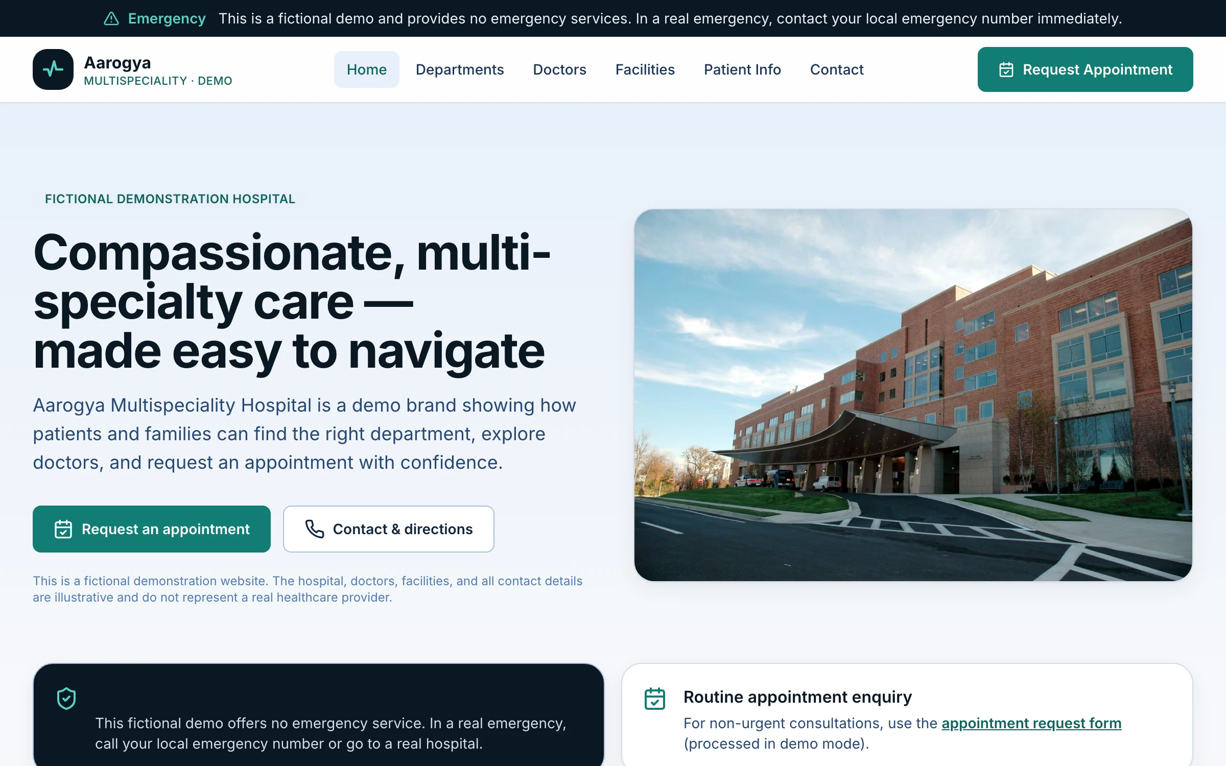Aarogya Multispeciality Hospital — Multispeciality Hospital Website & Patient Portal designed by Patel Web Studio Surat